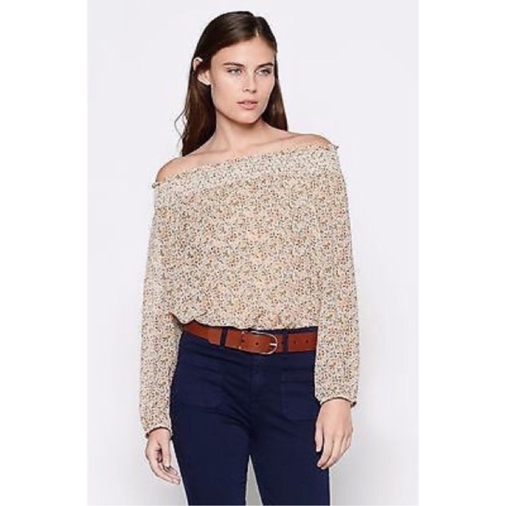 Joie Azzedine Off The Shoulder Silk Blouse Size Small